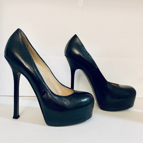 Saint Laurent TRIBTOO 105 Black Leather Pump - Picture 2 of 8